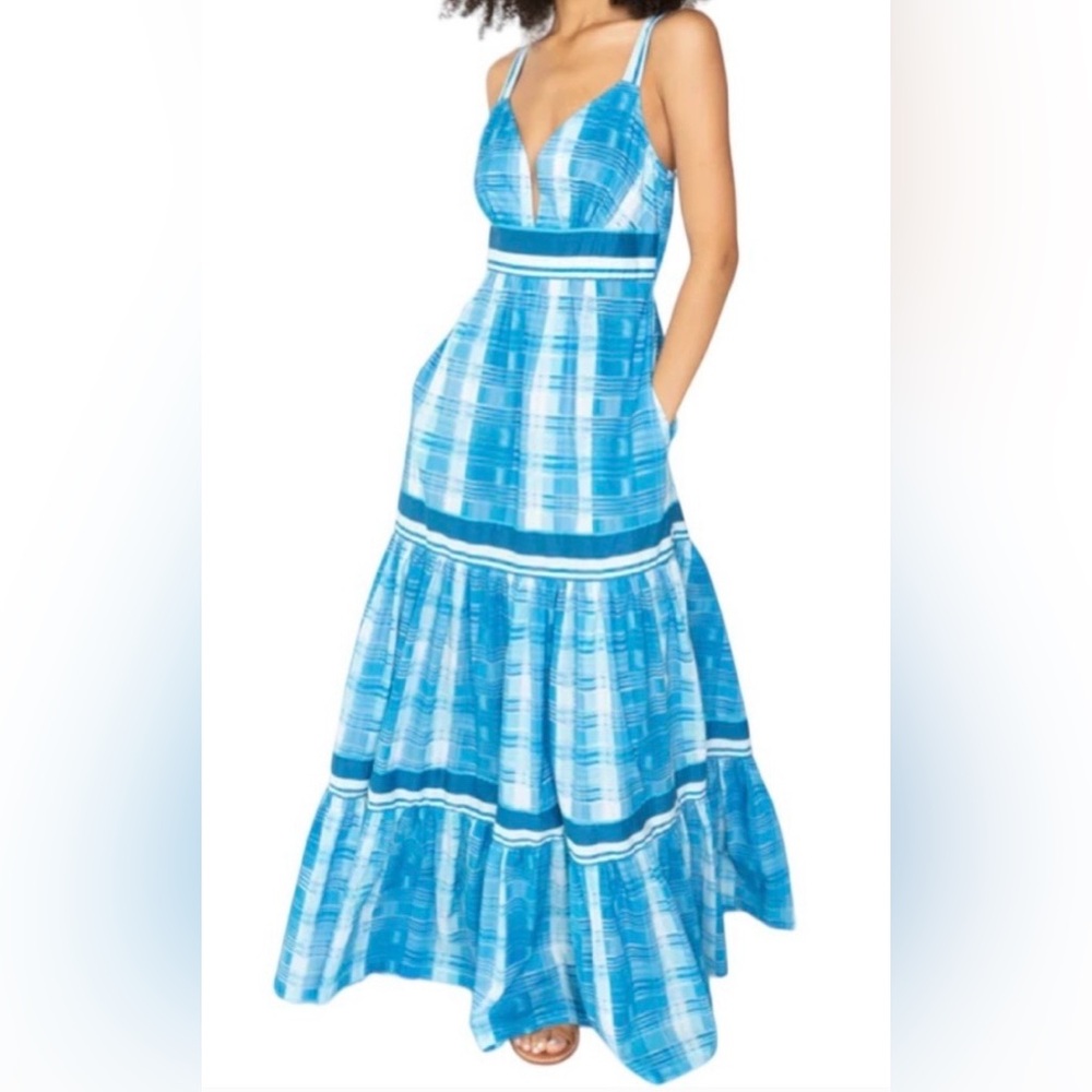 Hope for Flowers Blue Tiered Maxi Dress EUC Large